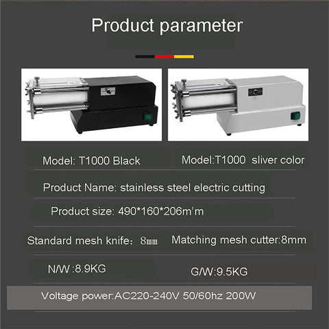 Professional Electric Potato Chip Cutter And Commercial French Fry Slicer Machine Made With Durable Stainless Steel Blade For Home Kitchen Business Use 10mm Cut Size Easy To Clean Automatic Vegetable Chopper Device, Black and Silver models displayed.