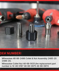 Self Releasing Collet And Locking Nut Assembly One Eighth Inch For Grinder Accessories Pro Grade Milwaukee M12 Compatible