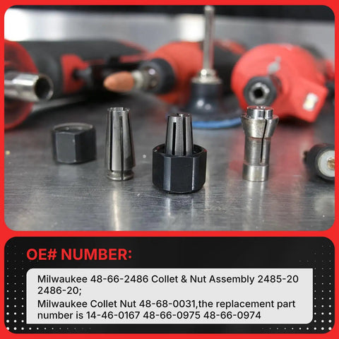Self Releasing Collet And Locking Nut Assembly One Eighth Inch For Grinder Accessories Pro Grade Milwaukee M12 Compatible