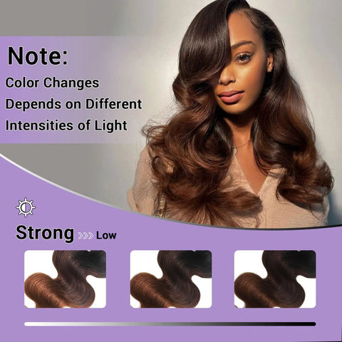 Body Wave Ombre Hair Bundles 16 Inch 100 Percent Real Human Hair T1B 2 30 Chestnut Brown Ombre Color Double Machine Weft