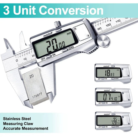 Digital Caliper With Large LCD Screen For Precise Measurements, Stainless Steel Vernier Micrometer Caliper, 6 Inch And 150 Mm
