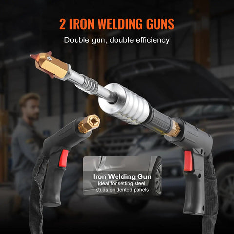 Spot Weld Dent Puller Kit With Two Weld Guns, 3KW Stud Welder For Auto Body Dent Repair showing dual iron welding guns