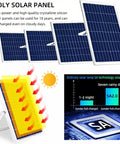 JUDYSSY Solar Street Light W/Remote Control, LED solar flood lights outdoor with poly solar panels, showcasing high efficiency.