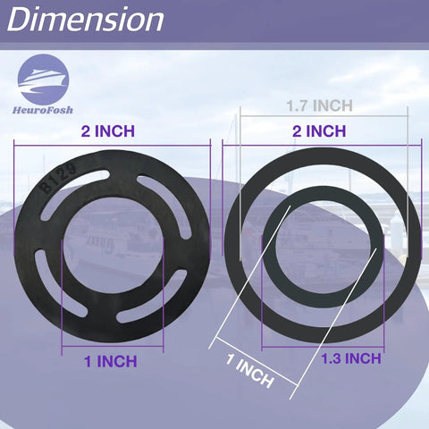 All In One Fuel Filter Kit For MerCruiser Sterndrive Inboard Engines dimensions; 2 inch and 1.7 inch gaskets.