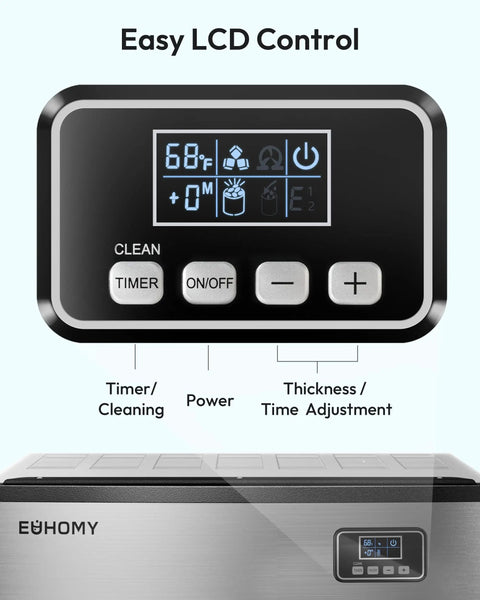 Easy LCD control panel of the Game Changing Commercial Ice Maker That Smoothly Drops 400 Pounds Daily with operational settings.