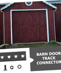Beefy Barn Door Track Connector Plate Metal Flat Mounting Plate For Door Hardware Kit with hex holes and screws visible