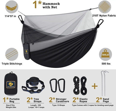 Camping Hammock With Mosquito Net Ready To Roll For Outdoors Ultralight And Easy Setup Parachute Nylon With Tree Straps