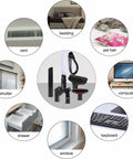 8 Piece Vacuum Attachment Kit with 32mm One and Quarter Inch Standard Hose Universal Connector for 27mm to 50mm Hoses shown with uses.