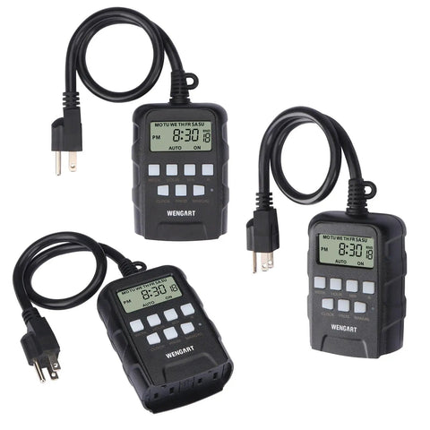 Tough As Nails Outdoor Digital Timer Dual Outlet Weatherproof Rock Solid Programming Schedule Locks for garden use.