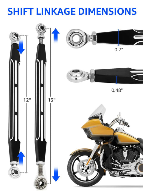 Harley Touring Shifter Linkage For 1986 To 2024 Models Gear Shift Upgrade For Street Glide Electra Glide Road Glide Road King Tri Glide Softail Dyna Easy Smooth Shifts And Durable Aftermarket Replacement Fits Most Touring Bikes, 12-13in dimensions