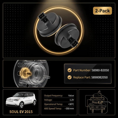 No Fuss Direct Fit Rear Wheel Hub Bearing With Solid Abs Sensor For Kia Soul And Soul Ev 2014 To 2019 showing part numbers and details.