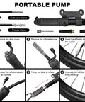Portable pump steps from Waterproof Bicycle Seat Bag With Built In Pump And 15 In 1 Tool Kit Portable Bike Repair Bag