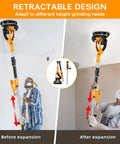 Heavy Duty Electric Drywall Sander With Vacuum Dust Collector For Popcorn Ceiling Removal And Smooth Wall Finishing No Dust Hassle Job Site Must Have showing retractable design for height adjustments.