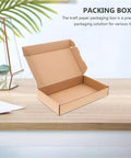 Open 10 Pack Paper Mailing Boxes For Shipping Compact Cardboard Mailer Boxes Flat Corrugated Packing For Small Items Moving Supplies Durable Kraft Packaging on a table.