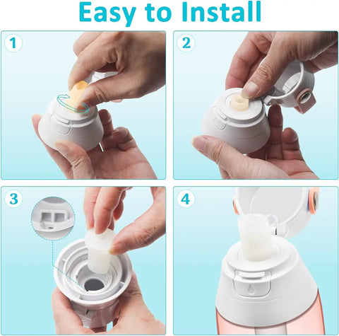Replacement Mouthpiece Kit For Water Bottles Compatible With Insulated Filtered Water Bottles Includes 3 Silicone Mouthpieces And 4 Filter Cartridges installation