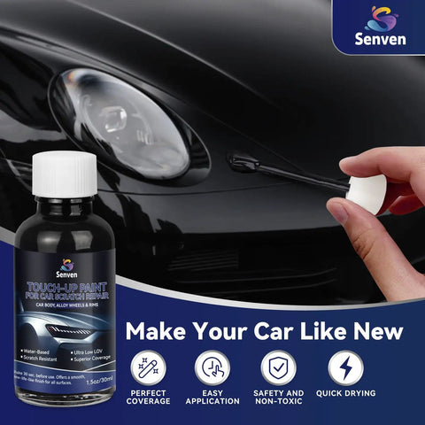 Auto Paint Touch Up Pen For Scratches And Chips, Fresh Gloss Black Finish, 30ML Quick Dry Automotive Scratch Repair For Wheels, Doors And Body product in use on a car