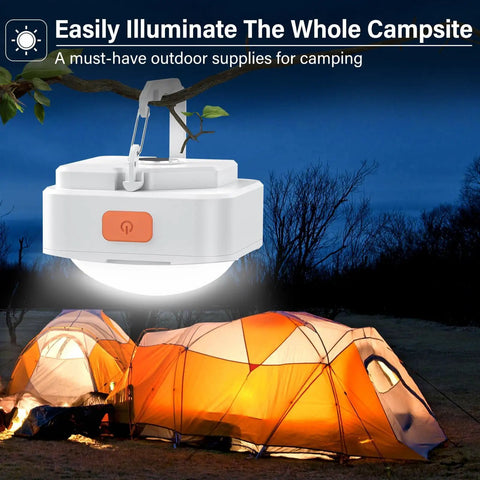 Rechargeable Tent Lights 2 Pack Portable LED Camping Lanterns With 510 Lumens Bright White Beam illuminating campsite tents