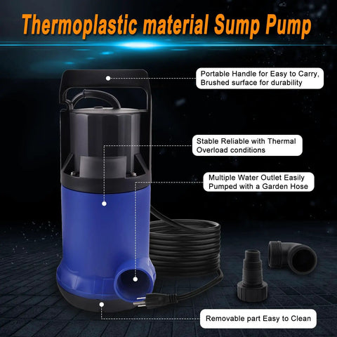 Heavy Duty Submersible Sump Pump Pumps A Badass Four Thousand Gallon Per Hour Flow With A Solid One Point One Kilowatt Motor.
