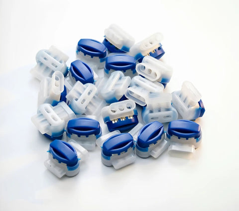 Twenty Pack Tough As Nails Three Way Wire Connectors Featuring Waterproof Sealing And No Sweat Self Stripping Tech for outdoor use.