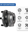 Front Wheel Hub And Bearing Assembly Pair 513220 For Subaru Outback And Legacy 2005 To 2014 With ABS, Drop In Replacement