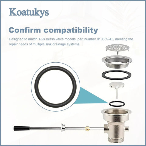 Exploded view of Plunger Rubber O Ring For 3 Tier Sink Drain And Twist Waste Drain Valve, T S Brass 010389-45.