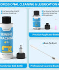 Clear Odorless Sewing Machine Oil and Cleaning Kit with Applicator and Brush, ISO VG 10 Low Viscosity Lubricant, 4 oz bottle