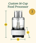 Front view of 14 Cup Food Processor With 720 Watt Motor A Versatile Kitchen Powerhouse For Chopping Dicing Shredding Pureeing And Kneading Dough Stainless Steel Blades Great For Hummus Salsa Guacamole And More