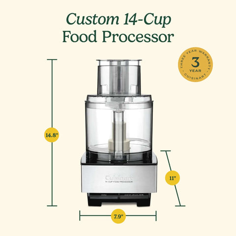 Front view of 14 Cup Food Processor With 720 Watt Motor A Versatile Kitchen Powerhouse For Chopping Dicing Shredding Pureeing And Kneading Dough Stainless Steel Blades Great For Hummus Salsa Guacamole And More
