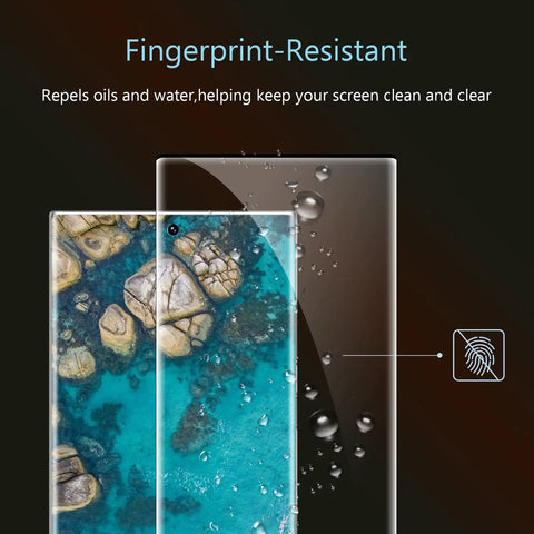2 Pack Galaxy S22 Ultra Screen Protector Tempered Glass 9H With 3D Curved Full Coverage Ultra Clear HD Scratch Resistant Oil And Fingerprint Resistant Bubble Free Case Friendly Ultrasonic Fingerprint Support