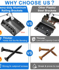 Comparison of Hella Sturdy Aluminum Deck Railing Brackets with other brackets showcasing thickness and screw durability.