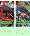 Comparison of Upgraded Mini Bike Hydraulic Brake Kit With Rear Caliper Mounting Bracket Adapter and mechanical brake on mini bike