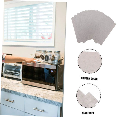 Person in kitchen with 10 Pack Microwave Waveguide Cover Mica Sheets Universal Fit For Heat Insulation And Repair.