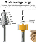 Badass One Piece Half Inch Shank Rabbet Router Bit With Interchangeable Bearings for easy depth adjustments and precision cuts.