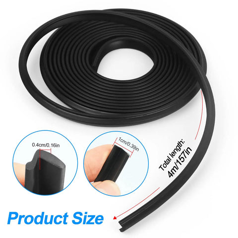 Coiled Vinyl Strip Replacement 10512 10 Foot 6 Inch for PRO 14 and 19 Siding Brake, black, flexible with size details shown.