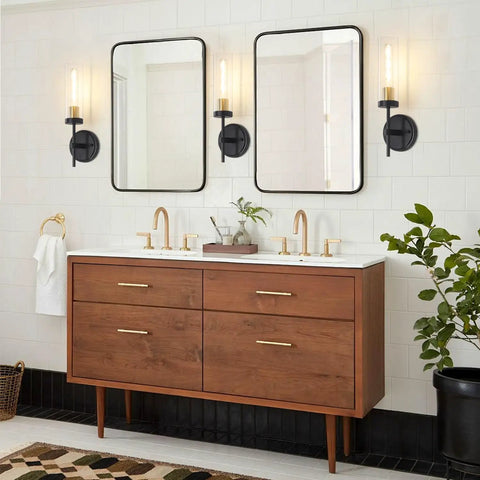Black Wall Sconce Lighting Modern Vanity Fixture With Clear Glass Shades Dimmable Over Mirror Bath Lights for elegant bathroom