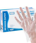 Disposable Poly Food Prep Gloves One Size Fits Most Clear 500 Count Pack Of 1 Ultra Thick Polyethylene Food Handling Gloves For Kitchen Cooking And Baking shown in use