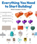 Hands On STEM Electronics Kit For Kids With Snap Together Circuits And Building Blocks That Make Electricity Fun For Ages Six And Up Beginner Friendly Science Toy, included parts layout