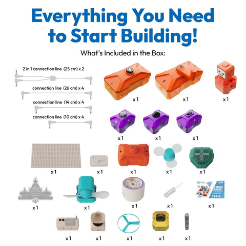 Hands On STEM Electronics Kit For Kids With Snap Together Circuits And Building Blocks That Make Electricity Fun For Ages Six And Up Beginner Friendly Science Toy, included parts layout