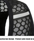 Close-up of Hydration Pack Running Vest with Built In Water Reservoir Lightweight Bottle Holder Backpack, reflective strip detail.