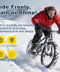 Man biking in snow with Two Pack Fat Bike Inner Tube 20 By 4.0 Inch With 32mm Schrader Valve For Electric Fat Tire Bikes Fits 20 Inch E Bike And Bicycle Tires Durable Butyl Rubber Tube With Great Puncture Resistance And Reliable Seal