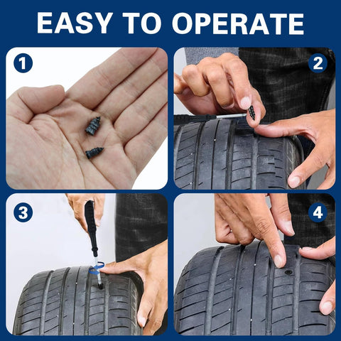 Step-by-step guide using 60 Piece Tire Repair Kit With Heavy Duty Plugs And Screws Quick Fix Puncture For Tubeless Tires