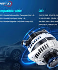 130Amp High Output Alternator Replacement Fits Pilot 2012-2015, Ridgeline 2012-2014, Odyssey 2011-2013 3.5L V6 CW 6-Groove Clutch