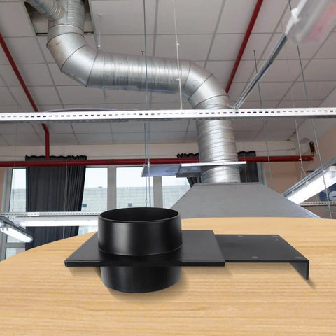 Heavy Duty 100Mm Dust Hose Adapter For Vacuum Cleaners With Robust Abs Plastic Construction, mounted on workbench.