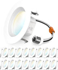 Six Pack Retrofit LED Recessed Lighting 4 Inch Kit, 3000K Warm White, Dimmable Can Lights With Baffle Trim, 11W Equals 60W, 660 Lumens