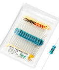 Front view of blue axial metal-film resistors, 5.1 kΩ, 1 W, ±1% tolerance, through-hole, 50-piece pack