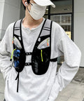 Hydration Vest For Outdoor Adventures With Easy Access Water Bladder System Reflective Front Chest Pocket And Multiple Storage Pockets Lightweight Gear Built For Trekking Camping Cycling And Mountaineering in use.