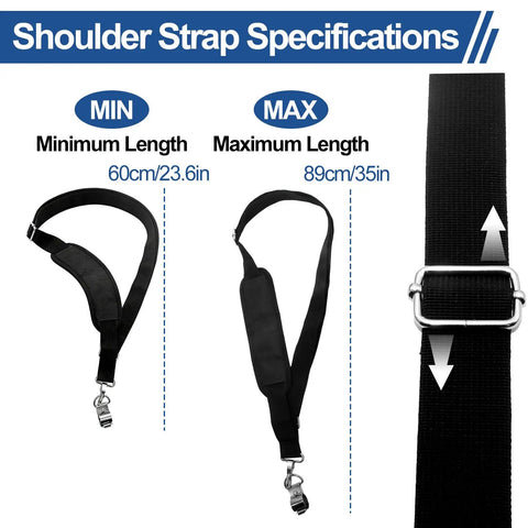 Universal Shoulder Strap for String Trimmers and Outdoor Power Tools, Adjustable Nylon Harness With Upgraded Metal Clip, length 23.6-35in