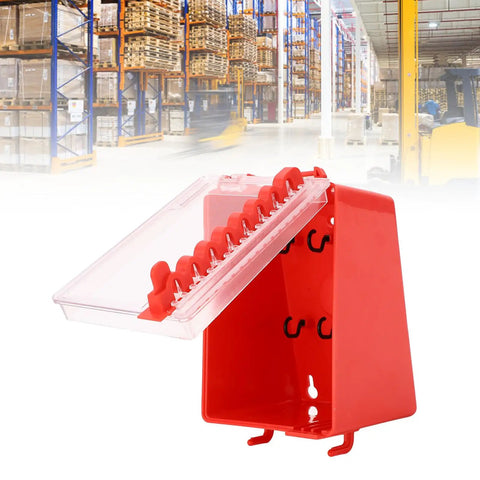 Portable Wall Mount Group Lock Box For Lockout Tagout, 8 Hole Key Station With 6 Inside And 2 Outside Hooks in warehouse