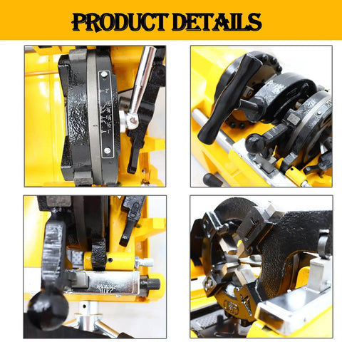 Beefed Up Electric Pipe Threader Machine With One Half To Two Inch NPT And BSPT Dies close-up of threaded gear and control knobs.