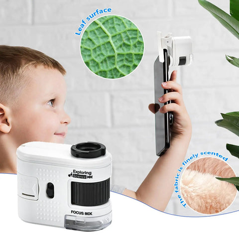 Pocket Sized Digital Microscope With 1000X Magnification And Built In LED Light For Close Up Viewing Of Tiny Subjects Like Fabric Weave Leaves And Electronics In A Compact Grab And Go Gadget on leaf surface